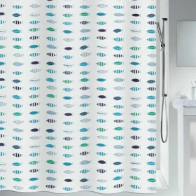 Spirella SANTARINA sprchový závěs motiv rybiček 180 x 200 cm bílý / polyester