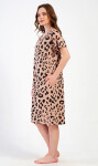 Dámské domácí šaty s krátkým rukávem Leopard béžová 1XL