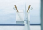 DURAVIT - Karree Sklenka na kartáčky a pastu s držákem, chrom/mléčné sklo 0099511000