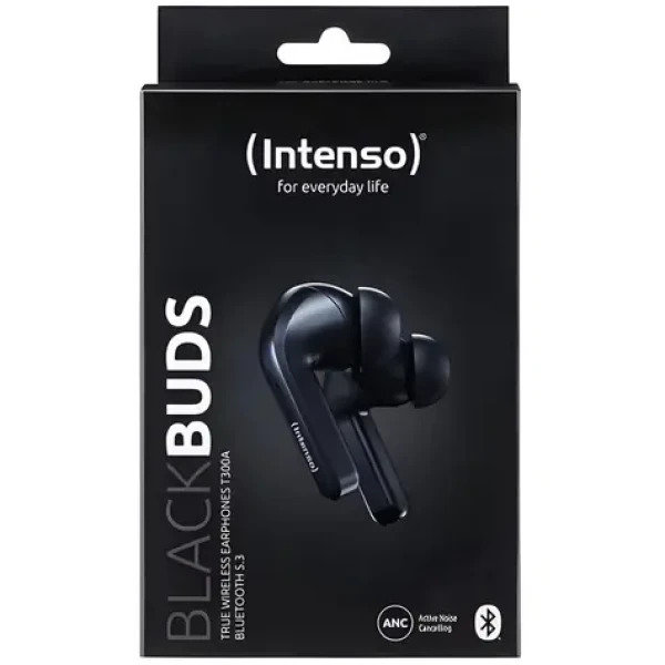 Intenso Buds T300A černá / Bezdrátová sluchátka TWS / Bluetooth / ANC / USB-C / 10 h (3720300)