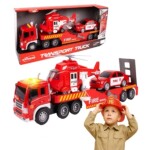 MalPlay Hasičský transportér s helikoptérou a autem