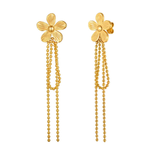 Náušnice s květinovým motivem Suzanne - chirurgická ocel, Zlatá