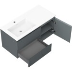 MEXEN/S - Orio koupelnová skříňka 100 cm s umyvadlem Otis levá, 2S, 1D, grafit mat/bílá mat 91A13-10047-3-BBFFF66-W18L01