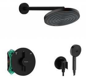 HANSGROHE - Sprchový set s baterií pod omítku, s tělesem, průměr 26 cm, 3 proudy, matná černá SANI21HHH400