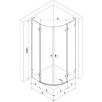 MEXEN/S - Lunar L sprchový kout čtvrtkruh křídlový pravá 90 x 80, transparent, grafit metal 833L-090P-080L-95-00
