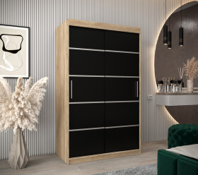 Šatní skříň Abi V1 Barva korpusu: Dub Sonoma, Rozměry: 120 cm, Dveře: Černá