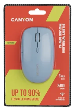 Canyon MW-12 béžová / Optická bezdrátová myš / Tichý klik / 800/1200/1600/2400 dpi / 6 tlačítek / BT + 2,4 GHz (CNS-CMSW12BG)