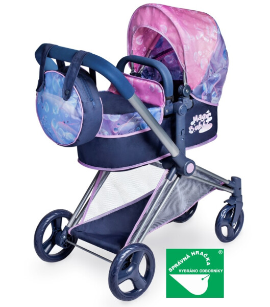 DeCuevas 81776 Skládací kočárek pro panenky 3 v 1 s taškou Magic Bubble 2024 - 73 cm