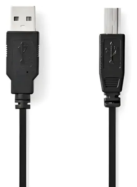 Nedis USB 2.0 kabel USB-A - USB-B černá 0,5 m / Kabel USB / 480 Mbps / 10 W / Poniklovaný (CCGL60100BK05)
