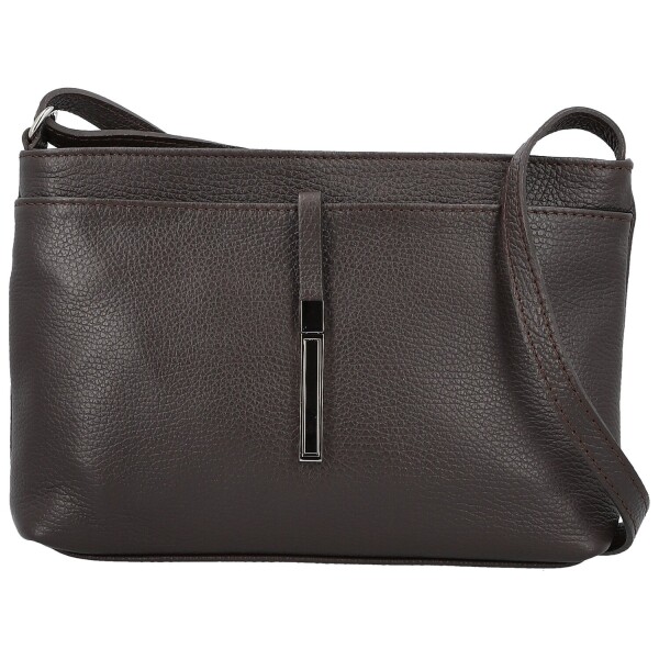Módní dámská kožená crossbody kabelka Ofelie, tmavě hnědá