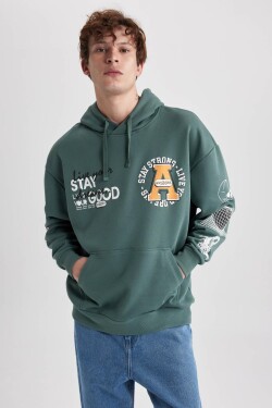 DEFACTO Oversize Fit Hooded Printed Sweatshirt