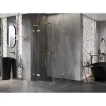 MEXEN/S - Lunar L Duo sprchový kout dveře křídlové 90 x 90, transparent, zlato 834L-090L-090P-50-00