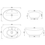 INVENA - Oval umyvadlo na desku 60 cm FEME CE-10-001-C