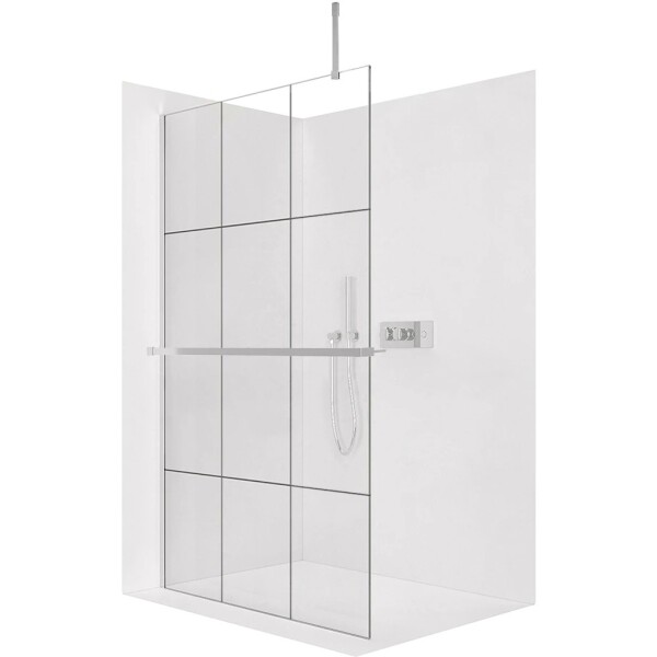 CERANO Sprchová zástěna Walk-in Onyx Top Cube L/P - 8 mm - hranatá vzpěra + polička/držák na ručníky - chrom, industriální sklo - 120x200 cm
