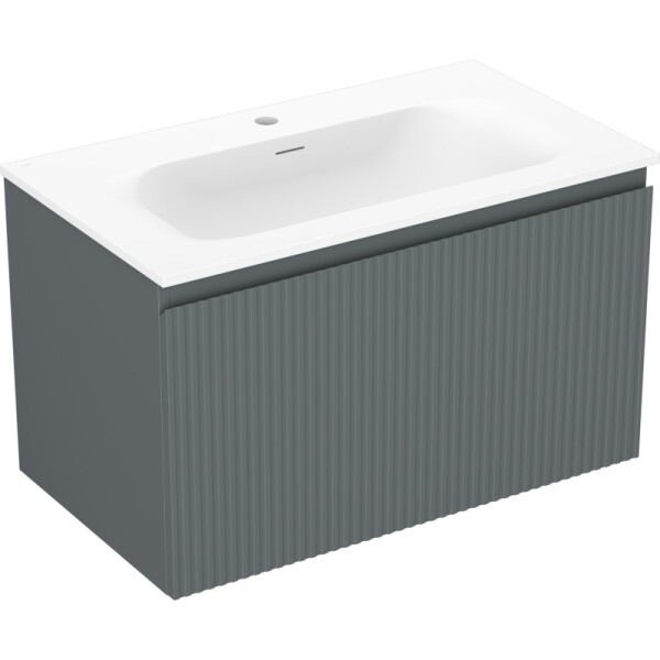MEXEN/S - Rivel koupelnová skříňka 80 cm s umyvadlem Vela, 1 šuplík, reliéf , grafit mat/bílá mat 91A20-08047-1-BF66-W23M01