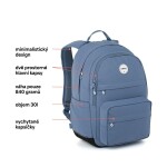 Jednobarevný studentský batoh Topgal SANY 26037 SET SMALL