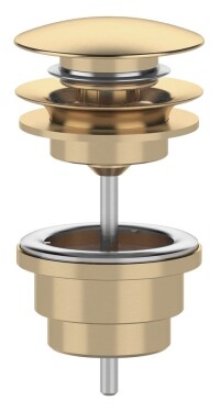 SAPHO - Umyvadlová výpust 5/4“, click-clack, velká zátka, 10-65, zlato mat CV100219