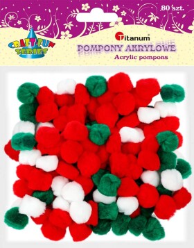 Titanum Bambulky pompom střední červeno-zelený mix 80 ks