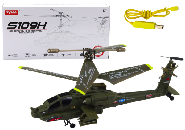 Mamido Vojenský vrtulník Apache na dálkové ovládání R/C Syma S109H khaki