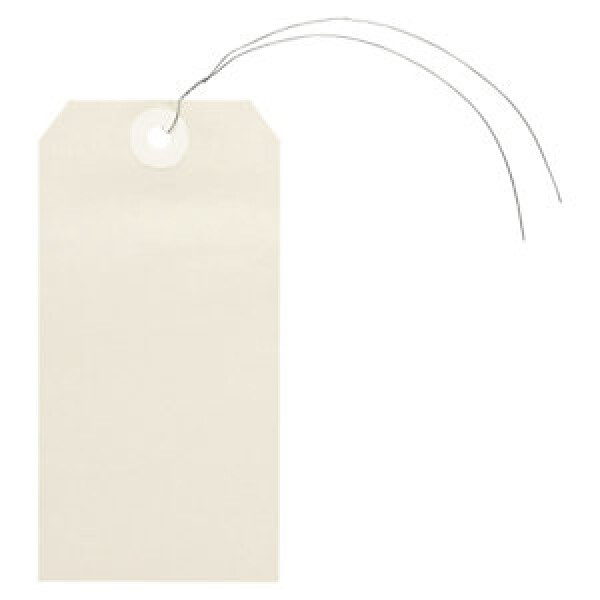 1000 x Papírové visačky 100 x 51 mm, béžové, Ø očka 5 mm, s kovovým drátkem délky 30cm