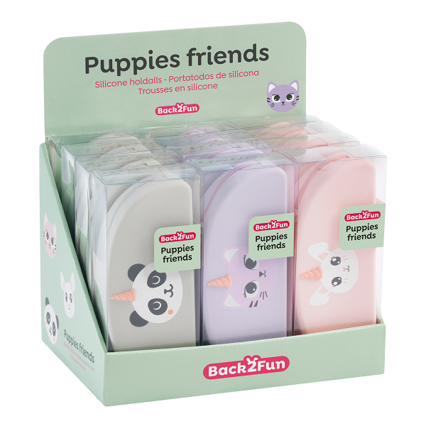 Miquelrius B2F - pouzdro se zipem Puppies Friends, mix motivů, 12 ks, displej, mix barev