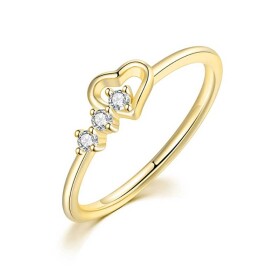 Prsten s třemi zirkony a srdíčkem Marco Gold, Zlatá 57 (18 mm)