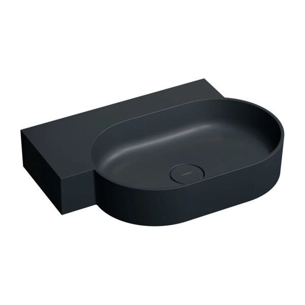 OMNIRES - OVO M+ umyvadlo na desku/závěsné - levé, 64 x 44 cm, black lava mat; OVO645UWLBLV