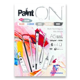 Clairefontaine Paint ON blok Mix Media A5 250 g 6 barev papíru po 4