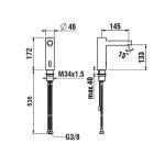 Laufen - Twintronic Elektronická umyvadlová baterie, bez směšovače, bateriové napájení, kartáčovaná ocel HF707004423060