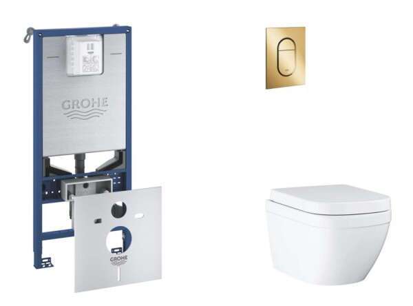 GROHE - Rapid SLX Set předstěnové instalace, klozetu, sedátka SoftClose a tlačítka Arena Cosmopolitan S, Triple Vortex, Cool Sunrise SANI11BB4110