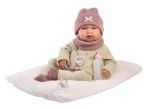 Llorens 84488 NEW BORN - realistická panenka miminko se zvuky a měkkým látkovým tělem - 44 cm