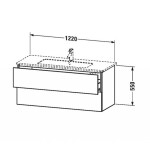 DURAVIT - L-Cube Umyvadlová skříňka 55x122x48 cm, 2 zásuvky, grafit mat LC624304949