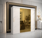 Šatní skříň Abi Golden T1 Barva korpusu: Bílá, Rozměry: 200 cm, Dveře: Bílý mramor se zlatým zrcadlem