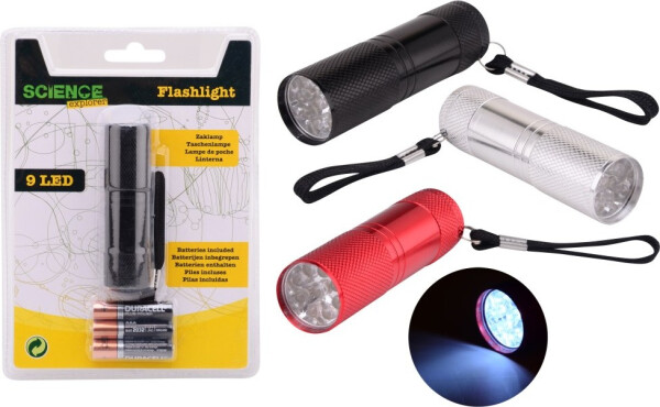 Baterka LED kovová se šňůrkou - Johntoy