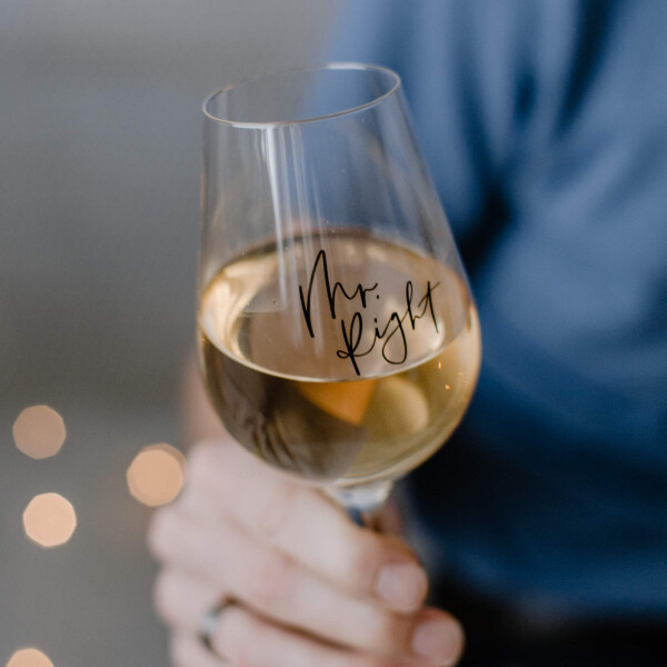 Bella Rose Sklenice na víno Mr. Right, čirá barva, sklo, 350 ml