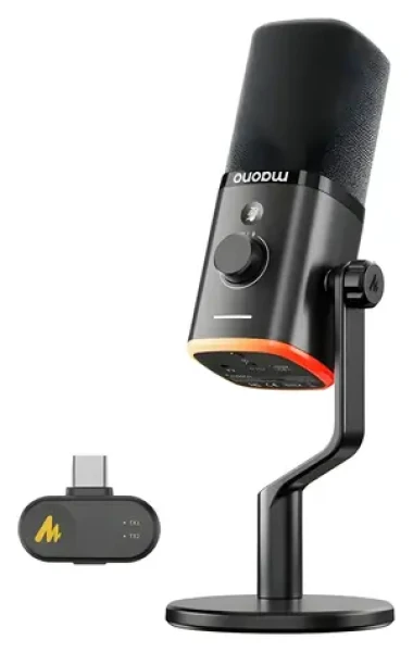Maono PD100W černá / Dynamický mikrofon / USB-C / 2,4 GHz / 50 - 16000 Hz / RGB (PD100W Black)