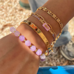 ELENYS Amethyst Aura – pozlacený náramek 18K žluté zlato Délka náramku: 18 cm · natahovací provedení