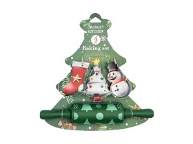 Dortisimo Cukrářská sada vykrajovátek a válečku zelená s vánočním motivem (4 ks)