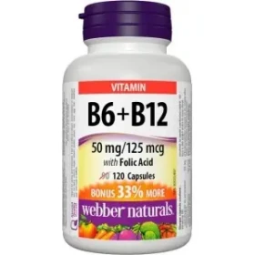 Webber Naturals B6 + B12 with Folic Acid 120 cps (05102)