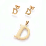Sada přívěsku a náušnic z nerezové oceli - písmeno - zlatá - 20 ~ 23 mm x 13 ~ 19 mm - 1 ks Písmena: E