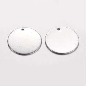 Přívěsek z nerezové oceli pro gravírování - platinový - placička - 20 x 20 x 0,7 mm - 1 ks