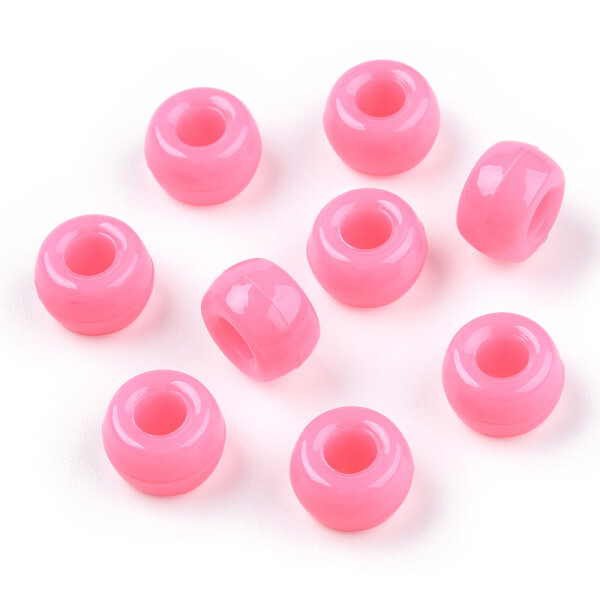 Akrylové korálky - pony beads - růžové - 6 x 9 mm - 10 ks