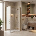 REA - Sprchový kout Bruno 90x90 Brush Gold REA-K3600