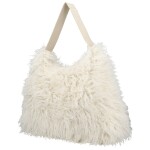 Stylová dámská plyšová kabelka do ruky Oresti, krémová