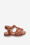 Dětské sandály na suchý zip s pruhy Hněde Sammy 19