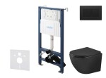 Kielle - Genesis New Set předstěnové instalace, klozetu Oudee, Vortex Rimless+, sedátka softclose a tlačítka Gemini New III, matná černá 30528SS93