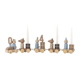 Bloomingville Dřevěný narozeninový vláček / svícen Junaid 38 cm, multi barva, dřevo