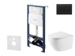 Kielle - Genesis New Set předstěnové instalace, klozetu Oudee, Vortex Rimless+, sedátka softclose a tlačítka Gemini New III, matná černá 30528SS63