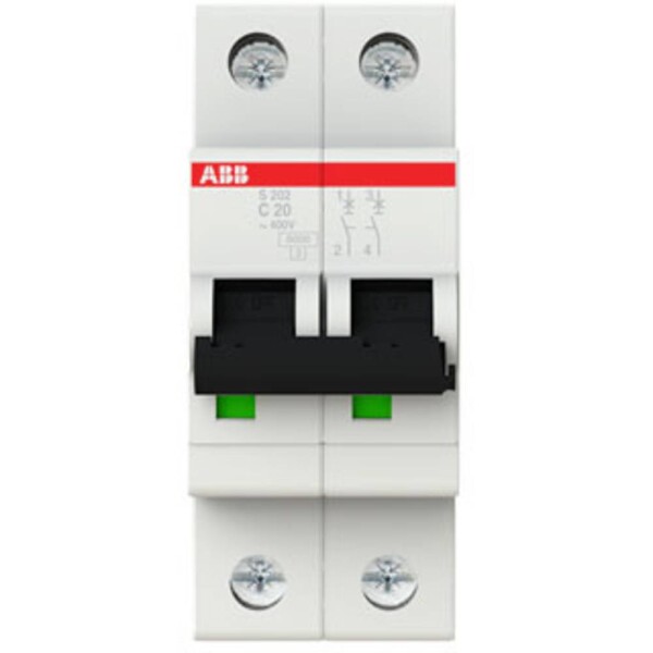 ABB 2CDS252001R0204 S202-C20 elektrický jistič 2pólový 20 A