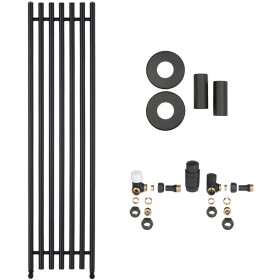 CERANO Koupelnový radiátorový set Valerio - ústřední vytápění - boční připojení - 872W - černá matná - 1560x390 mm